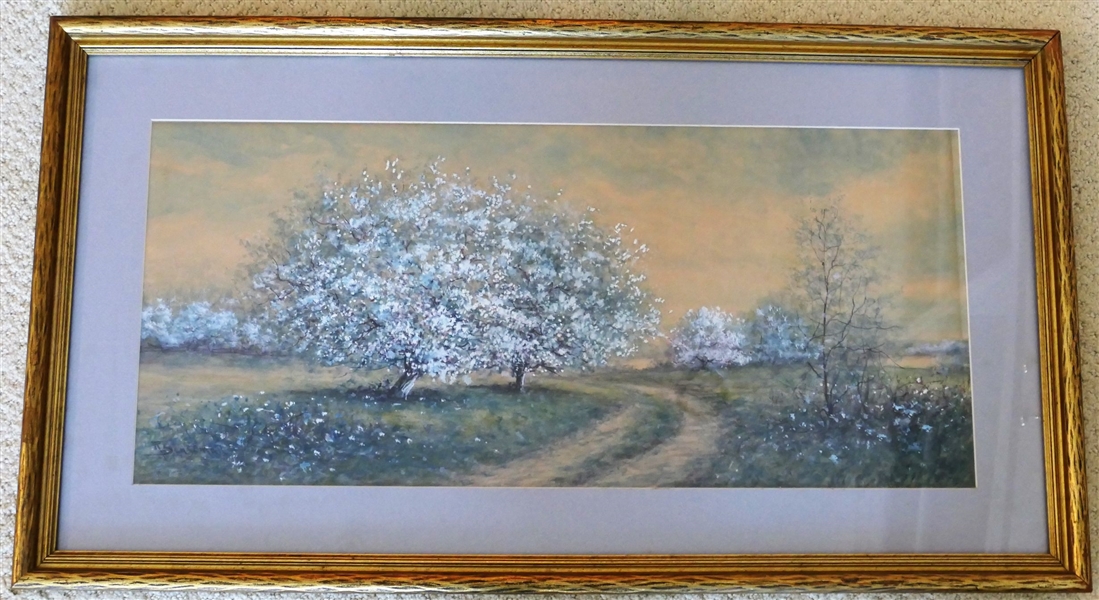 R. Senseman (Raphael Senseman)- Artist Signed Gouache Painting of Trees - Framed and Matted - Frame Measures 16 1/4" by 29 1/2"