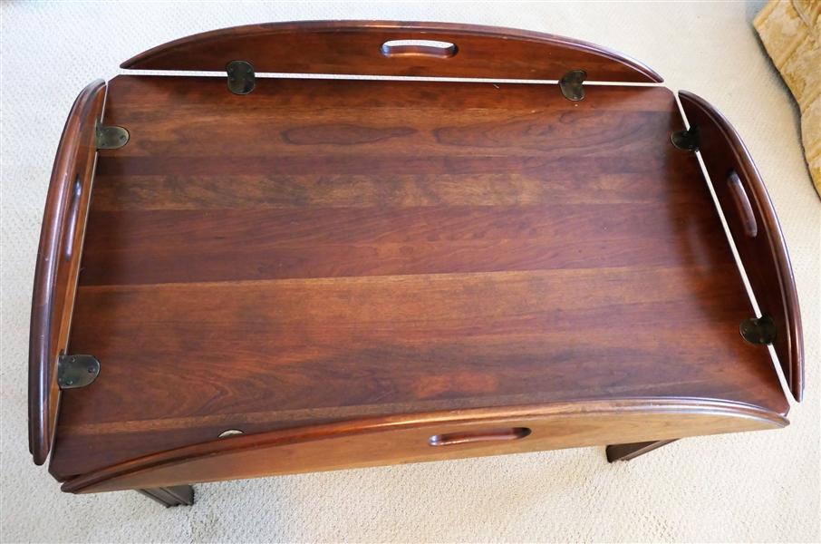 Chinese Chippendale Style Coffee Table with Faux Tray Top - Drop Sides - Measures 17" tall 33" by 21"