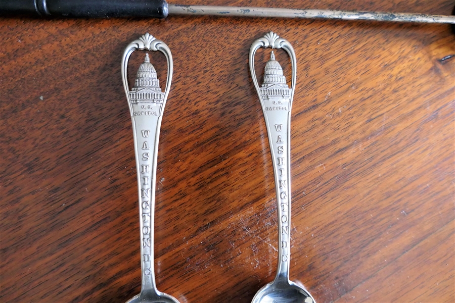 2 Richmond Sterling Silver Washington Souvenir Spoons and Gorham Sterling Silver Candle Snuff