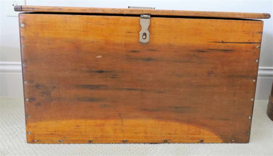 Wood Lift Top Box with Tray Insert - Metal Handle on Top - Measures 15" tall 26 1/2" by 13 1/2"