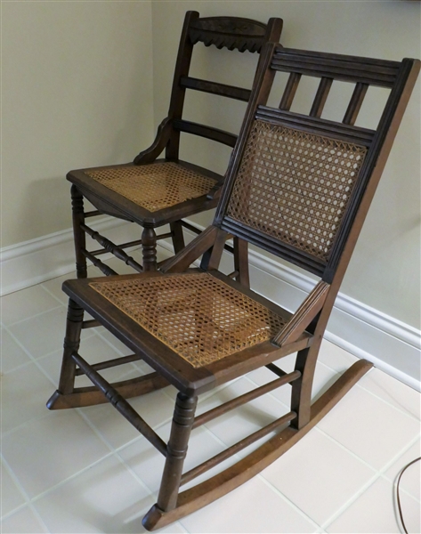 Cane Bottom Side Chair and Cane Back and Bottom Petit Rocker 