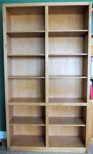 Wood Craft Nice Light Wood Book Case / Display Shelf Adjustable and Fixed Shelves- Measures 84" tall 48" by 12"
