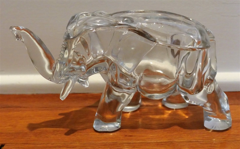 Elephant Glass Candy Dish - Measures 4" tall 7" Trunk to Tail 