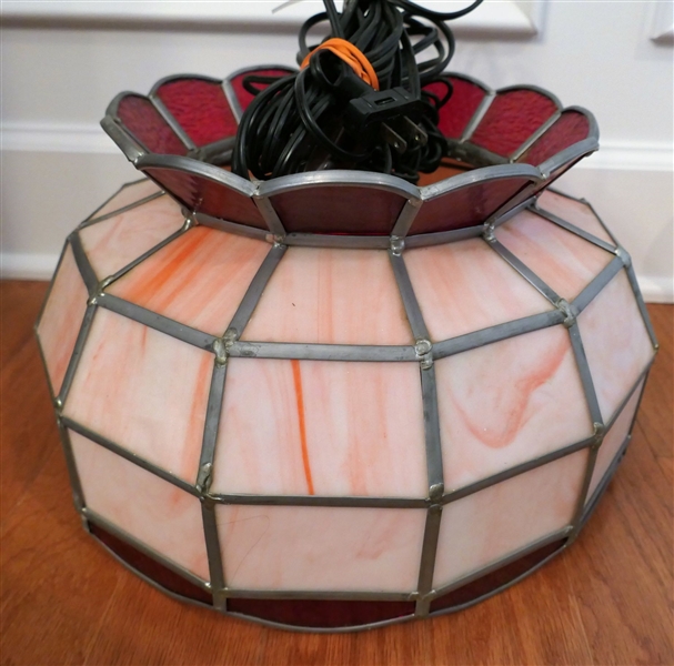 Leaded Glass Hanging Lamp Measures 13" Across