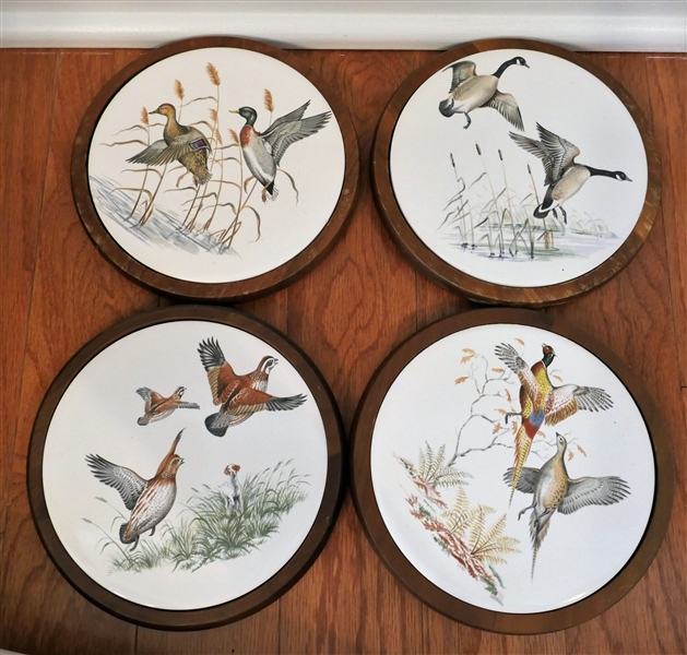 4 Amana Hand Made Furniture Trivets with Flying Birds - Geese, Ducks, Pheasants, and Quail - Measuring 7" Across