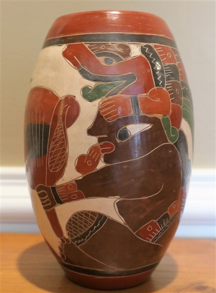 Tribal Pottery Vase - Measures 7" tall 