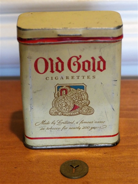 Old Gold Cigarettes Tin and New York Transit Authority Token 