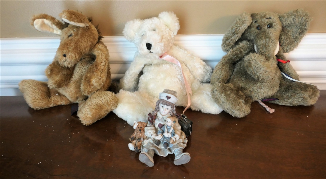 3 Boyds Bear Stuffed Animals and 1 Boyds Bear Nurse Figure  - Numbered Premier Edition