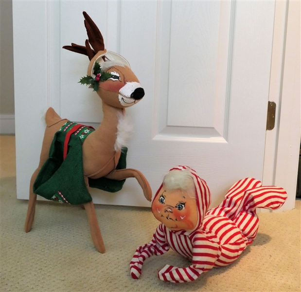 Annalee Mobility Dolls Reindeer and  Child Crawling - Reindeer Measures 21 1/2" to Tip of Antlers