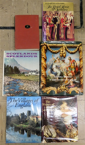 Lot of 6 Hardcover Books including - "The Villages of England" "The Prince of Pleasure" "Scotlands Splendours" "Undoubted Queen" "The Royal House of Windsor" "An Anthology of British Stories" 
