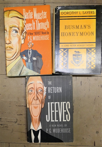 "The Return of Jeeves" and "Bertie Wooster Sees it Through" by Woodhouse - First Printings and "Busmans Honeymoon" by Sayers - Hardcover with Dust Jacket