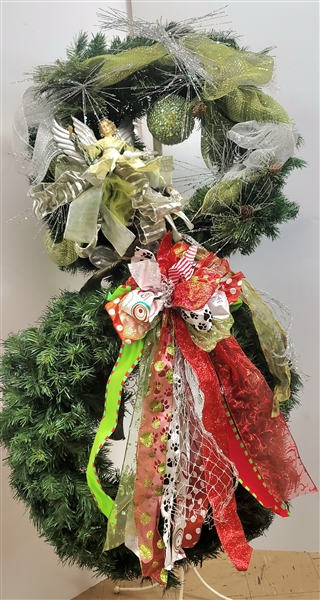 2 Beautiful Christmas Wreaths - Angel Wreath Measures 24" across Other 27" 