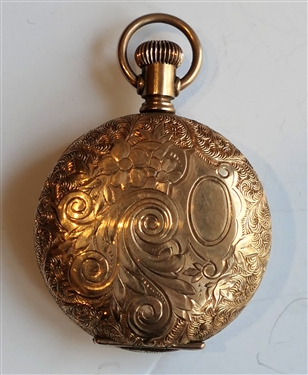 Elgin Ladies Pocket Watch Inscribed to Miss Margaret Ebner 1899 in Dueber 14k Special Case - Measures 1" Across