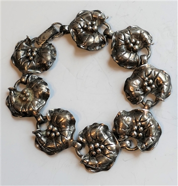 Jewlart Sterling Silver Leaf Bracelet - Measures 7 1/4" Long