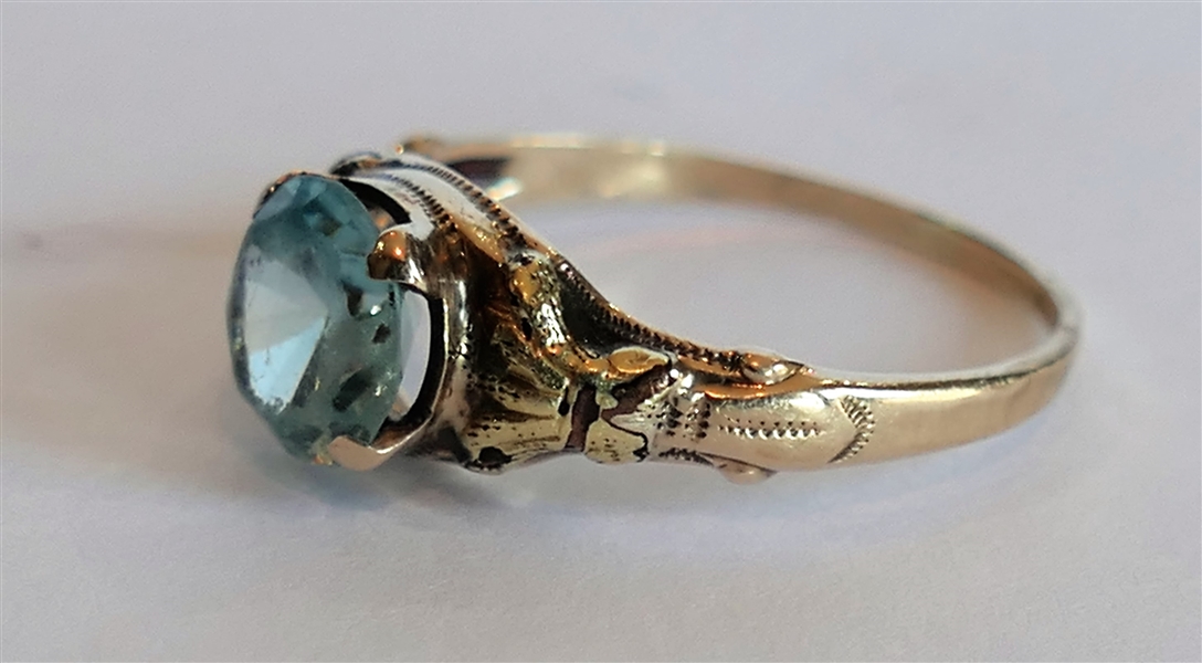 Small Gold Ring with Light Blue Stone Size 5