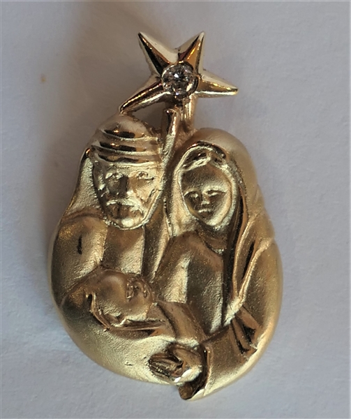 14kt Yellow Gold Nativity Pendant with Diamond Star - Pendant Measures 3/4" Long by 1/2" Wide