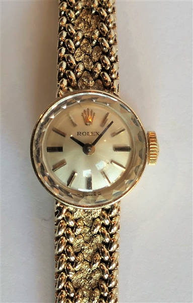 14kt Yellow Gold Ladies Rolex Cocktail Watch - Gold Case and Band - Champagne Face with Gold Markers