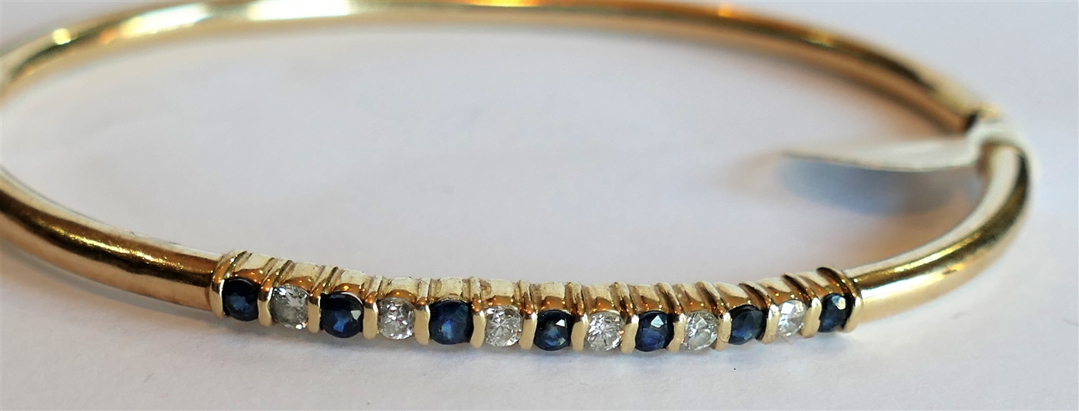 14kt Yellow Gold Diamond and Sapphire Bangle Bracelet 
