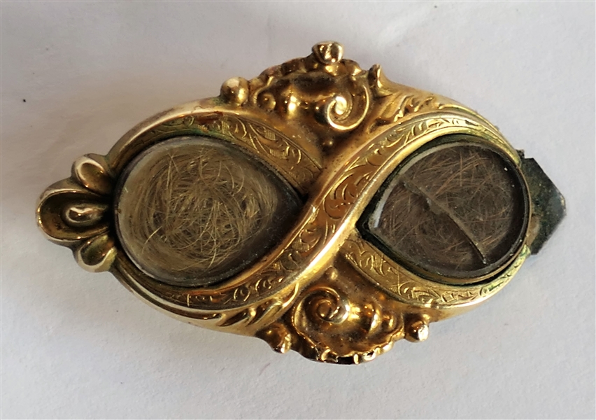 14kt Gold Victorian Double Mourning Locket -Tested Gold - Measures 2" by 1" -  Missing Pin Back 