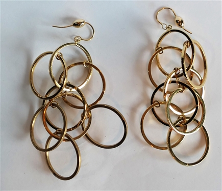 18kt Yellow Gold Italian Circle Earrings - Measuring 3 1/2 Long