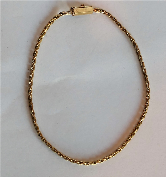 Dainty 14kt Yellow Gold Rope Bracelet - Measures 7"