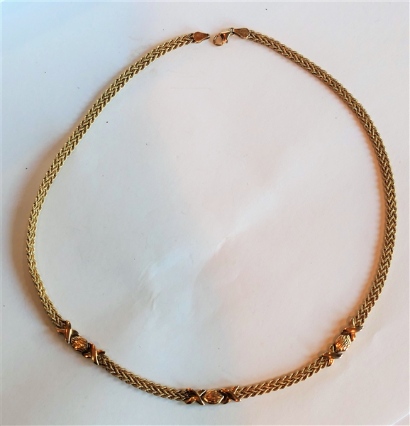 10kt Yellow Gold Necklace with XO Stations - Measures 17" Long