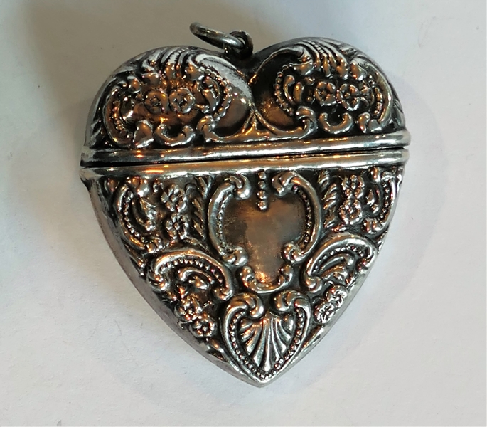 Sterling Silver Heart Box Pendant - Measures 1 3/4" by 1 3/4"