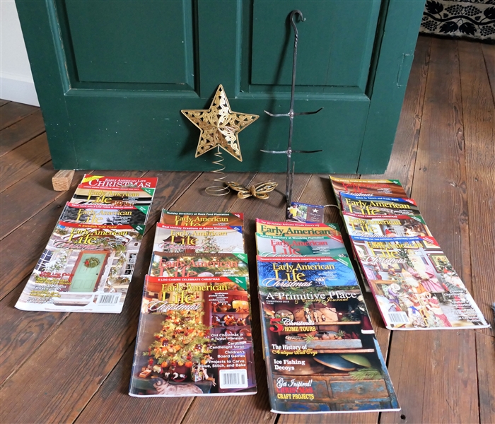 Hand Forged Iron Door Decoration from Early American Life Magazine, Copies of Early American Life Magazine - Christmas Edition, Star Tree Topper, and Butterfly Ornament