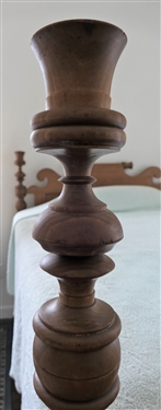  Antique Mixed Woods 3/4 Size Rope Bed with Bedding - Turned Posts - Has Been Fitted with Wood Slats