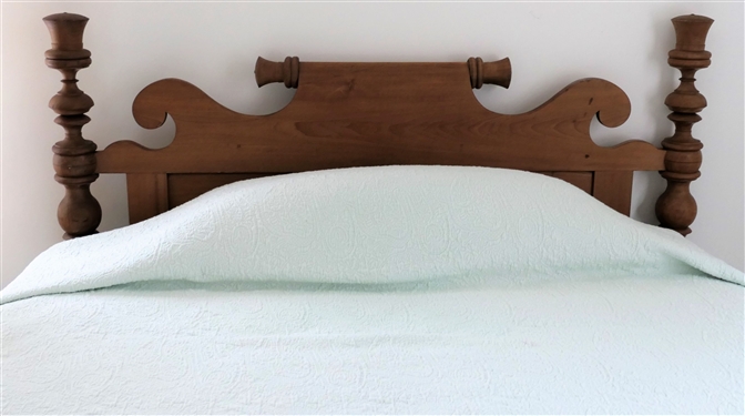  Antique Mixed Woods 3/4 Size Rope Bed with Bedding - Turned Posts - Has Been Fitted with Wood Slats