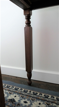 2 Board Top Table with Unusual Turned Legs - Single Dovetailed Drawer  - Measures 29 1/2 Tall 24 by 18 