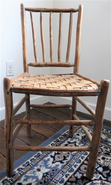 Primitive Stick Chair with Oak Split Bottom - Measures 33" tall 16" by 13"
