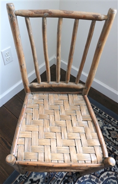Primitive Stick Chair with Oak Split Bottom - Measures 33 tall 16 by 13