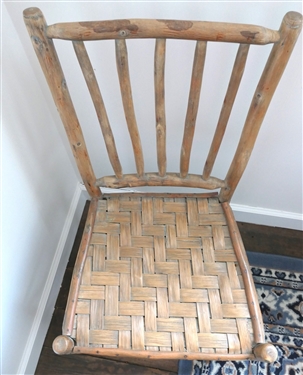 Primitive Stick Chair with Oak Split Bottom - Measures 33 tall 16 by 13