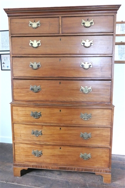 2 Over 3 Over 3 Chest on Chest - Finely Dovetailed Drawers - Pine Secondary Wood - Dovetailed Case - Inlaid Band on Top Molding  - Measures 69 1/2 tall 42 by 20 