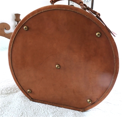 Leather Hat Box with Leather Luggage Tag and Paper Sailing Labels - Captain L. Darby - Also included Navy Hat, Red Leather Cap, Tan Hat, and Photograph