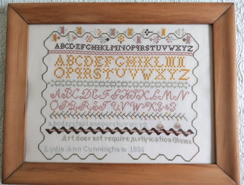 Hand Stitched Needlework Copy of 1835 Sampler Art Does Not Require Justification Framed - Frame Measures 13 by 16 1/2