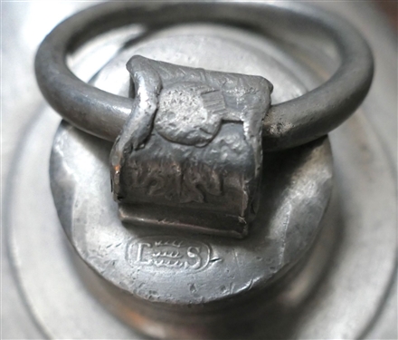 Unusual Metal Bed Warmer - Marked LS and Engraved CCW - Measures 12 by 7 and Small Tin Candle Holder