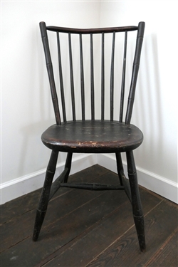 Plank Bottom Chair with Knife Marks on Spindles 