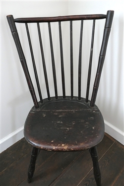 Plank Bottom Chair with Knife Marks on Spindles 