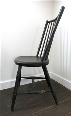 Plank Bottom Chair with Knife Marks on Spindles 