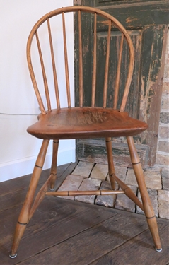 Light Wood Plank Bottom Windsor Chair - Knife Marks on Legs 