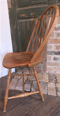 Light Wood Plank Bottom Windsor Chair - Knife Marks on Legs 