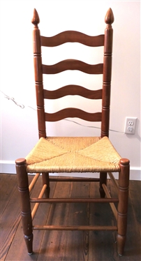 Ladderback Chair with Rush Bottom - Acorn Finials 