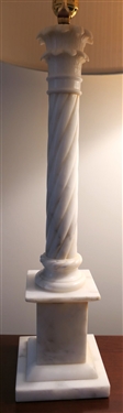 Pair of Beautiful Italian Alabaster Lamps - Twisted Column Style - Measuring 23 Tall 