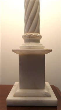 Pair of Beautiful Italian Alabaster Lamps - Twisted Column Style - Measuring 23 Tall 