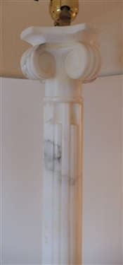 Pair of Beautiful Italian Alabaster Lamps - Reeded Column Style - Measuring 23 Tall 