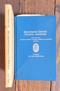 Seventeenth Century Colonial Ancestors Hardcover Book Compiled by Mary Louise Marshall Hutton and Hardcover Book The Carpenters' Company 1786 Rule Book Philadelphia 