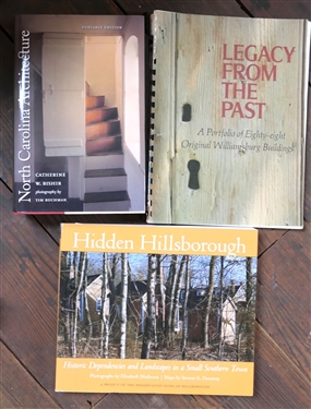 North Carolina Architecture by Catherine W. Bisher - Hardcover with Dust Jacket, Legacy From The Past - A Portfolio of Eighty Eight Original Williamsburg Buildings Spiral Bound, and Hidden...
