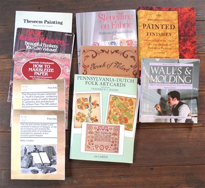 Lot of Books including The Practical House Carpenter How to Marbleize Paper Pennsylvania - Dutch Folk Art Cards Stenciling on Fabric Professional Painted Finishes 